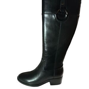Alfani Bexleyy NEW Size 5 Black Leather Knee-High Riding Boots block heels